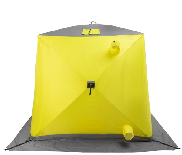 Палатка зимняя PREMIER утепл. Куб ЛОНГ-2 желтый/серый