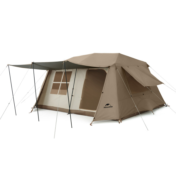 Палатка Naturehike Village 13 автоматическая 5-8-местная, коричневая, блэкаут