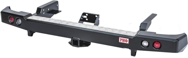 Бампер РИФ силовой задний УАЗ Пикап 2005+ с квадратом под фаркоп и фонарями, стандарт