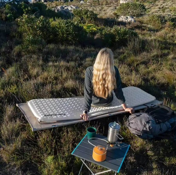 Коврик самонадувающийся Naturehike, 196x65x3,5 см, увеличенный, светло-синий