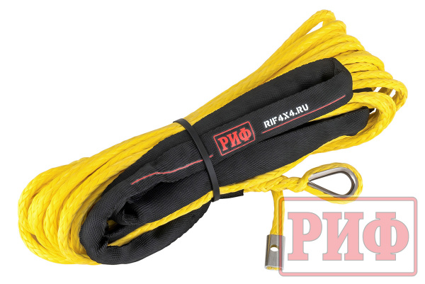 Трос для лебёдки синтетический РИФ 6 мм/15 м, желтый