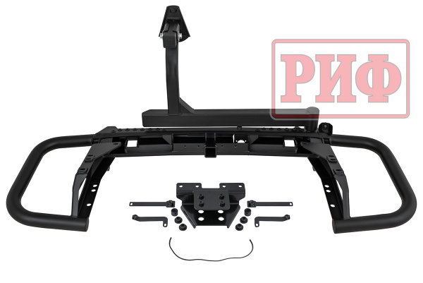 Бампер РИФ силовой задний Toyota Land Cruiser 200 2007-2015 c квадратом под фаркоп и калиткой, стандарт