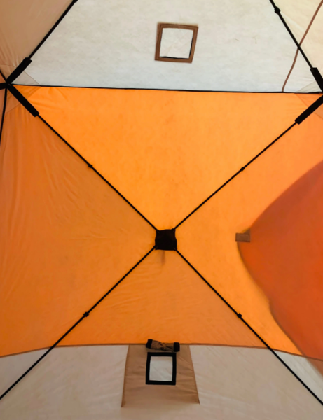Палатка зимняя (220*220*215) оранжевая с серым