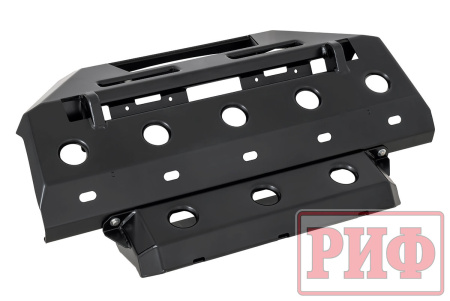 Полубампер передний силовой/защита штатного бампера РИФ для УАЗ Патриот 2015+ с защитой рулевых тяг (центр. часть)