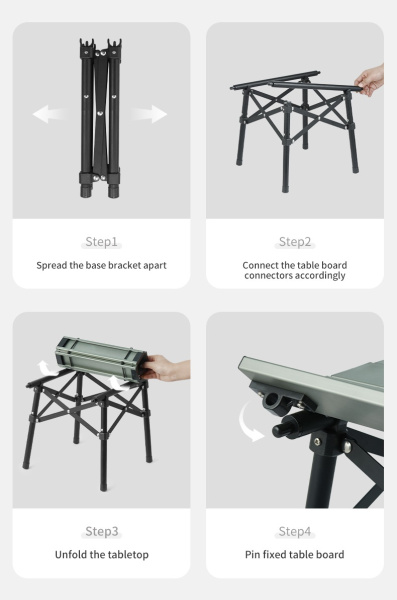 4 Стол туристический Naturehike Yamami Y01 складной,52х37,5х41 см, зеленый