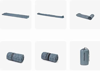 Коврик самонадувающийся Naturehike, 185x55x3,5 см, овальный, светло-серый