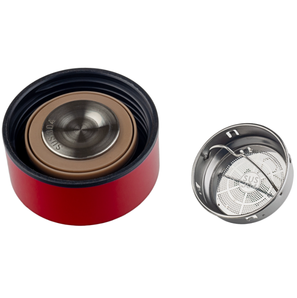 Термос PERFEO 450 мл, с ситечком, красный