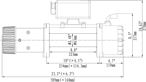 Лебёдка электрическая высокоскоростная 12V Runva EWXC9500S 4350 кг