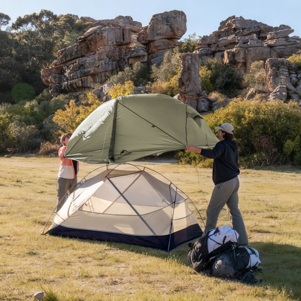 Палатка Naturehike Mongar PRO 1-местная, алюминиевый каркас, олива (зеленая)