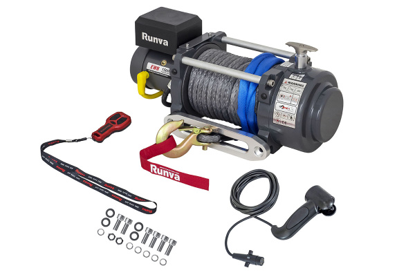 Лебёдка электрическая (индустр.) 12V Runva EWN15000USR 6800 кг синтетический трос