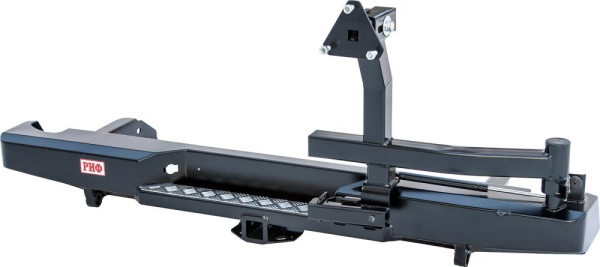 Бампер РИФ силовой задний Nissan Navara D40 2005-2014 с квадратом под фаркоп, калиткой, подсветкой номера