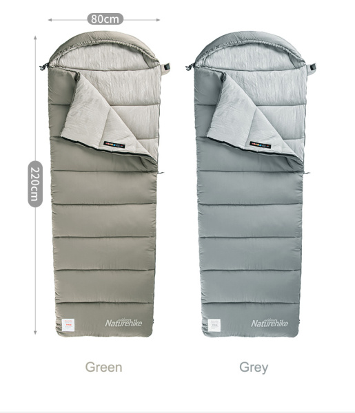 1 Мешок спальный Naturehike Envelope M180, (190+30)х80 см, (левый) (ТК: +12C), зеленый