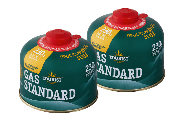 Баллон газовый резьбовой TOURIST STANDARD для портативных приборов 230 г. комплект 2 шт.