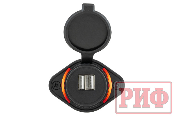 Розетка USB 3,1А накладное крепление, красная подсветка