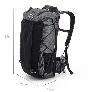 Рюкзак туристический Naturehike 60+5 л, черный