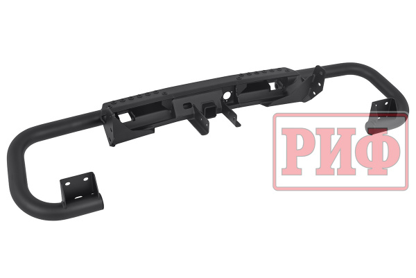 Бампер задний силовой/защита штатного бампера РИФ УАЗ Патриот 2015+ с квадратом под фаркоп, стандарт