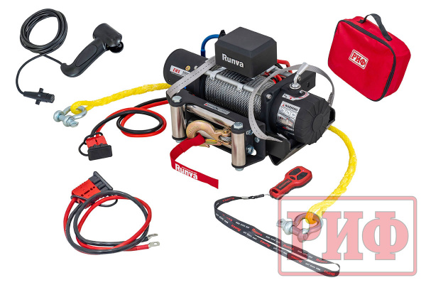 Лебёдка переносная РИФ 9500S c квадратом для фаркопа, стальной трос (облегченная)