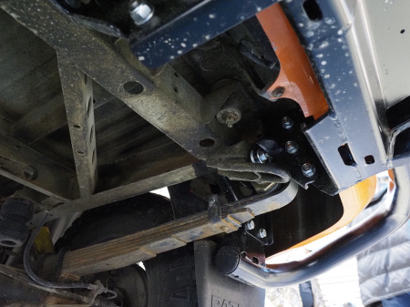 Бампер задний силовой/защита штатного бампера РИФ УАЗ Патриот 2015+ с квадратом под фаркоп, стандарт