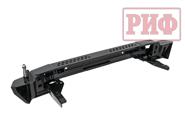 Бампер РИФ силовой задний Toyota Land Cruiser 200 2012-2015 с квадратом под фаркоп, калиткой, фонарями, подсветкой номера, стандарт