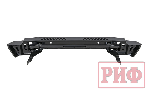 Бампер РИФ силовой задний Toyota Land Cruiser 200 2007-2012 с квадратом под фаркоп и фонарями, стандарт
