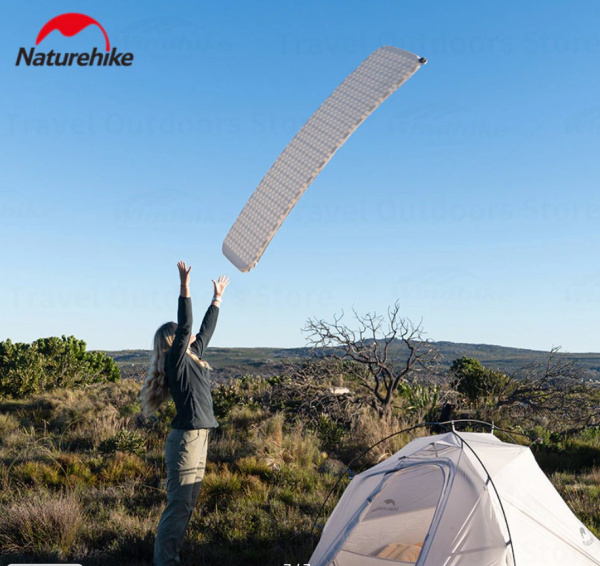 Коврик самонадувающийся Naturehike, 185x55x3,5 см, овальный, светло-серый