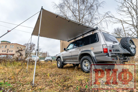 Маркиза автомобильная РИФ 2,5х2,5 м полуавтомат (винил) темно-серая