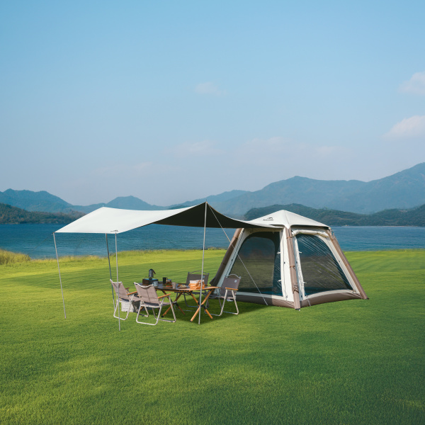 Палатка Naturehike Ango Air Pro, 3-местная, быстросборная, надувной каркас, коричневая