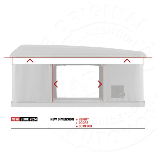 4 Палатка на крышу автомобиля AUTOHOME MAGGIOLINA AIRLANDER PLUS LARGE, серый тент, лестница 215 мм