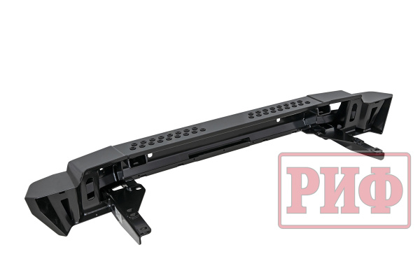 Бампер РИФ силовой задний Toyota Land Cruiser 200 2007-2012 с квадратом под фаркоп и фонарями, стандарт