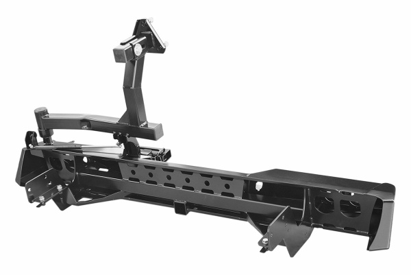 Бампер РИФ силовой задний Isuzu D-MAX (2012-2020) с квадр. под фаркоп, калиткой и фонарями стандарт