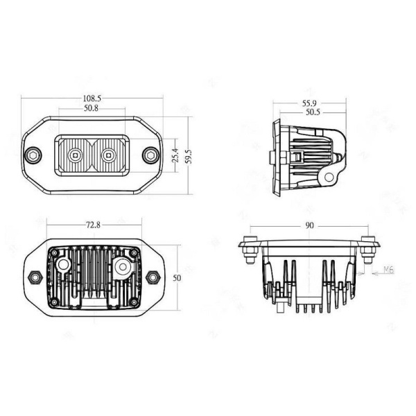 Светодиодные фары рабочего света AURORA 76x38 мм 20W LED (комплект 2 шт)