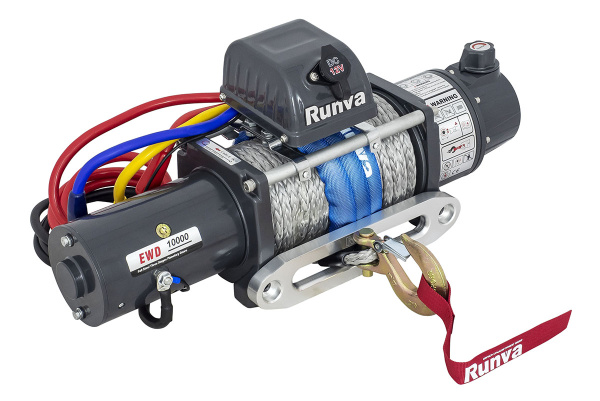 Лебёдка электрическая двухскоростная 12V Runva 10000 lbs 4500 кг (синтетический трос) Лебёдка электрическая двухскоростная 12V Runva 10000 lbs 4500 кг (синтетический трос)