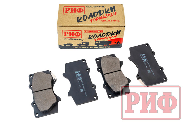 Колодки тормозные передние РИФ Toyota LC120,150, Hilux 2005+OEM 04465-35250, 04465-35290 ,Pajero 4 дизель 4605A472, 4605A481