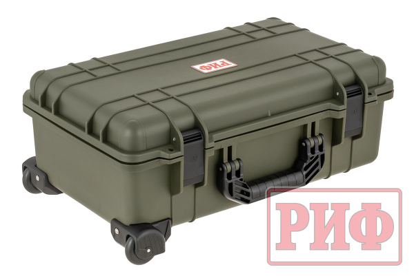 Кейс защитный ударопрочный РИФ 530х355х255 мм на колесах с телескопической ручкой IP67, цвет хаки