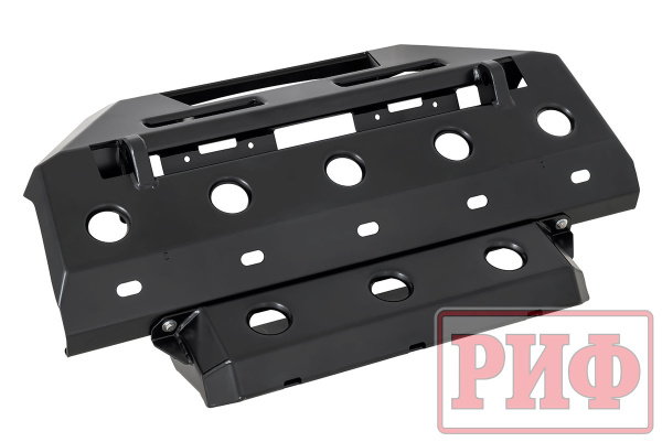 Полубампер передний силовой/защита штатного бампера РИФ для УАЗ Патриот 2015+ с защитой рулевых тяг (центр. часть)