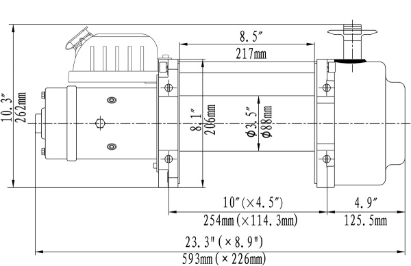 Лебёдка электрическая (индустр.) 12V Runva EWN15000USR 6800 кг синтетический трос