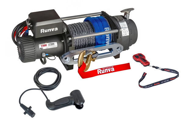 Лебёдка электрическая (индустр.) 12V Runva EWN17500USR 7960 кг синтетический трос