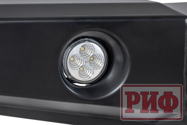 Бампер РИФ передний Mitsubishi L200 2005-2015/Pajero Sport 2009-2015 с доп. фарами, защитной дугой и защитой бачка омывателя