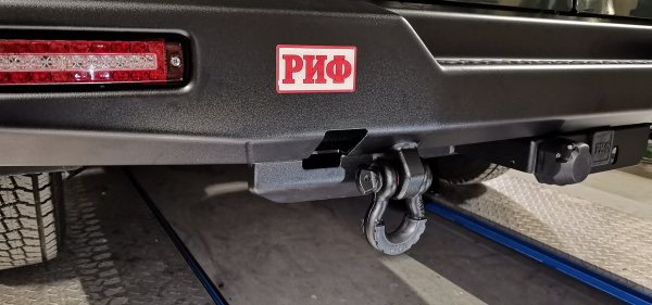 Бампер РИФ силовой задний для ГАЗ Соболь NN 4x4 с фонарями, калиткой, возможностью установки фаркопа, стандарт