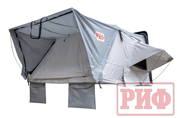 Палатка на крышу автомобиля РИФ Hard RT03-165W, корпус черный, тент серый
