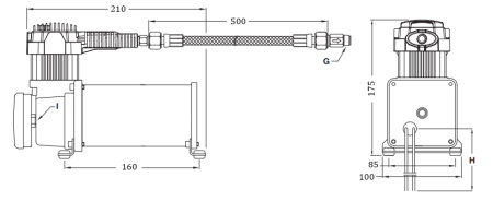 Компрессор автомобильный стационарный YURUI 24В 47 л/мин 10 атм