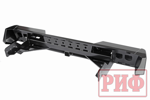 Бампер РИФ силовой задний Mitsubishi L200 2015-2019 с квадратом под фаркоп и фонарями