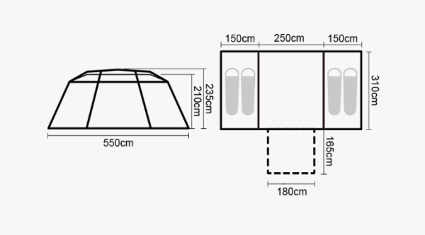 Палатка Naturehike Village 17, 4-местная, автоматическая, алюминиевый каркас, коричневая