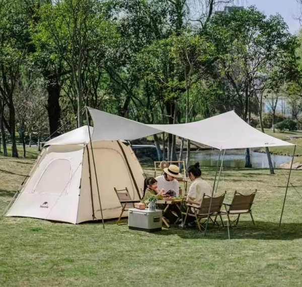 2 Палатка Naturehike Ango 3-местная, быстросборная, бежевая, со стойками