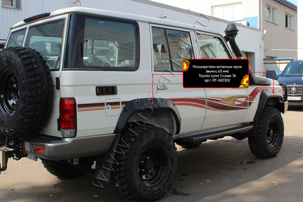 Расширители колесных арок Toyota Land Cruiser 76 2007- (вынос 65 мм)