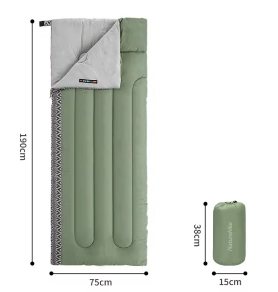 2 Мешок спальный Naturehike L150, 190х75см, (ТК: +13C), (левый), зеленый 2 Мешок спальный Naturehike L150, 190х75см, (ТК: +13C), (левый), зеленый