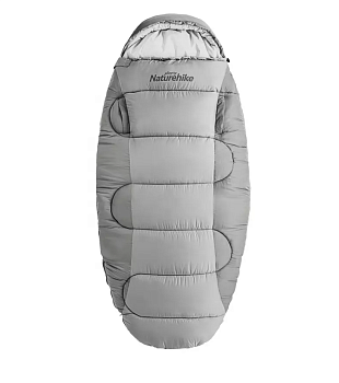 Мешок спальный Naturehike Oval PS400, 220х95 см, (правый) (ТК: 0C), серый