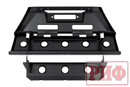 Полубампер передний силовой/защита штатного бампера РИФ для УАЗ Патриот 2015+ с защитой рулевых тяг (центр. часть)