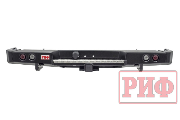 Бампер РИФ силовой задний Toyota Land Cruiser 78 2007+ с квадратом под фаркоп и фонарями стандарт