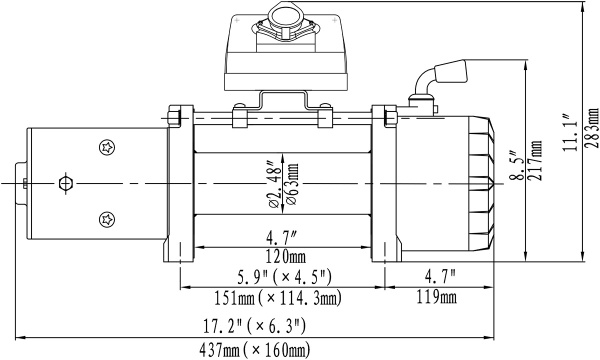 Лебёдка электрическая 12V Runva 9500 lbs 4350 кг